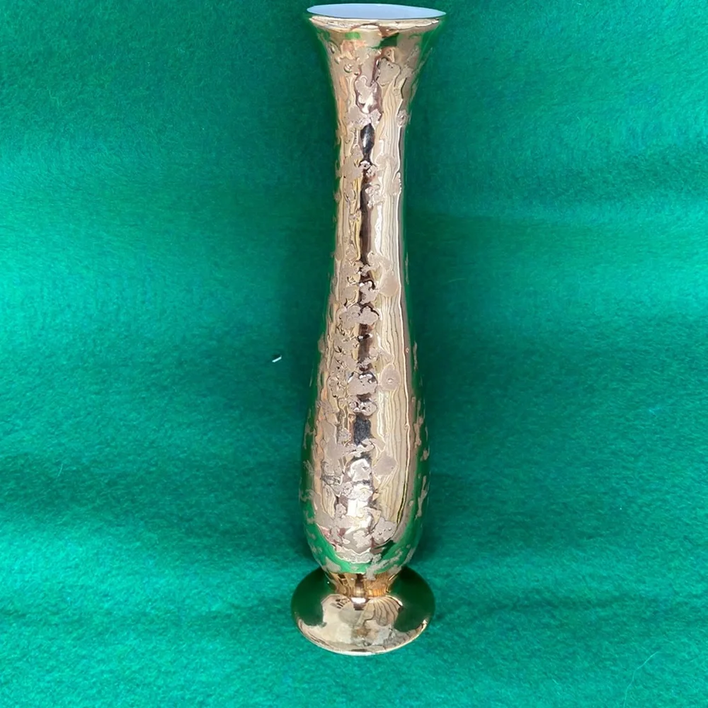 Holley Ross Weeping Gold Splatter Bud Vase Vintage